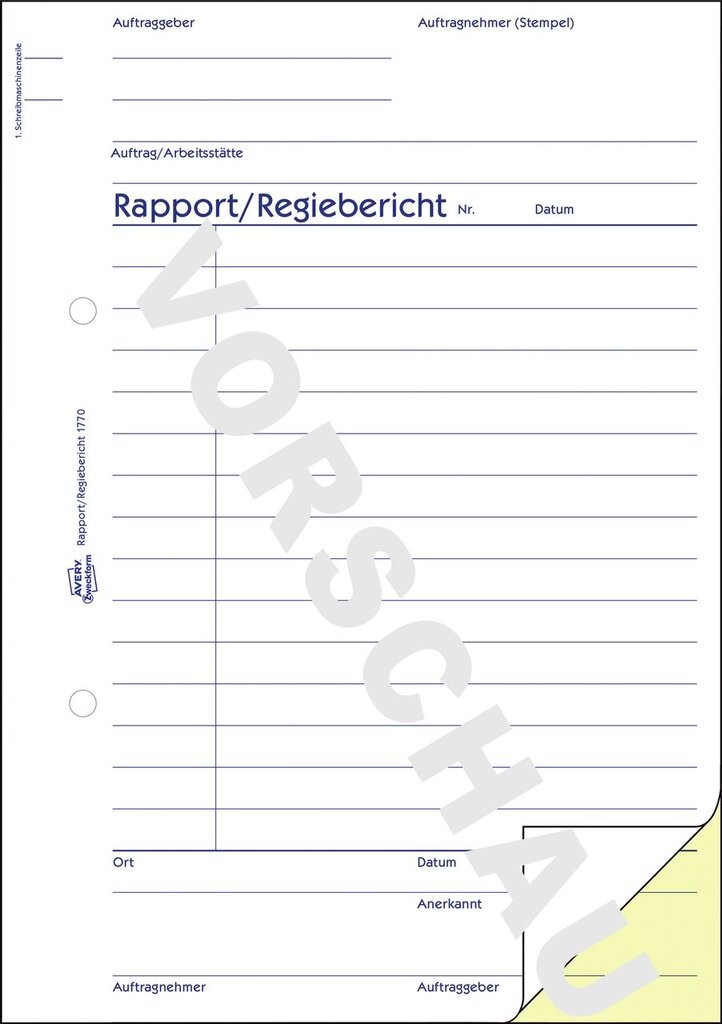 Formulare Vordrucke 5x Zweckform 1770 Regie Berichte Rapporte Selbstdurchschreibend Je 2x40 Blatt Com