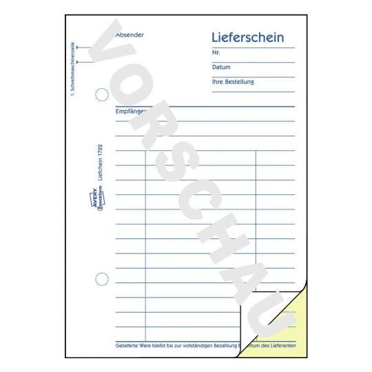Lieferschein 1722 Avery Zweckform