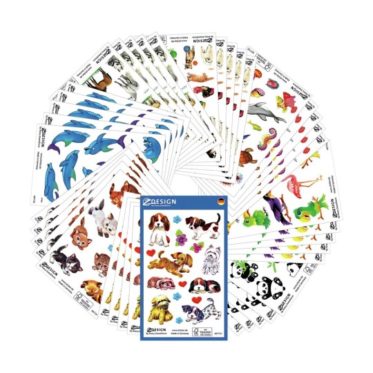 Aufkleber Strass Sticker, fünf verschiedene Tiere erhältlich, auf Blister -  diverse - Papeterie Zumstein AG